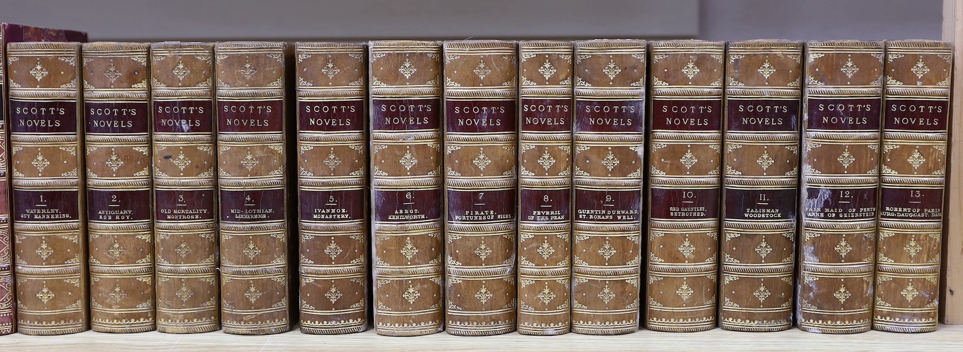 Scott, Sir Walter - Novels, 25 vols, bound in 13, 8vo, half calf, Adam and Charles Black, Edinburgh, 1862-63